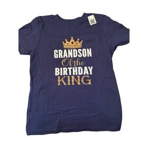 NWOT Port and Company Boy's Navy Blue T Shirt 'Grandson of the Birthday King' 4T